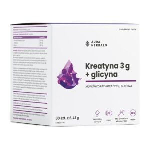 AURA HERBALS Creatine Monohydrate 3 g + Glicyne sachets (30 pcs) - Viking Supplements