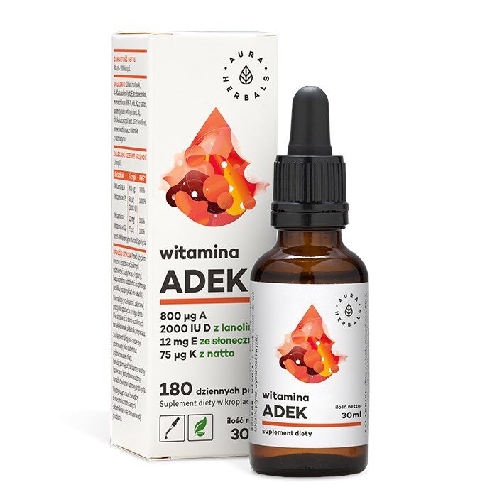 AURA HERBALS Vitamin ADEK, A + D3 2000 IU + E + K2 (30 ml / 1 fl. oz.)