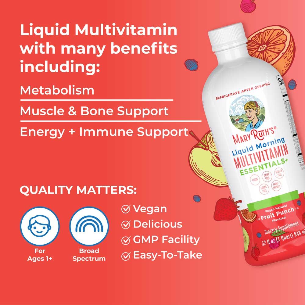 MaryRuth's Morning Multivitamin Liquid Fruit Punch 32oz (946ml) - Bild 5