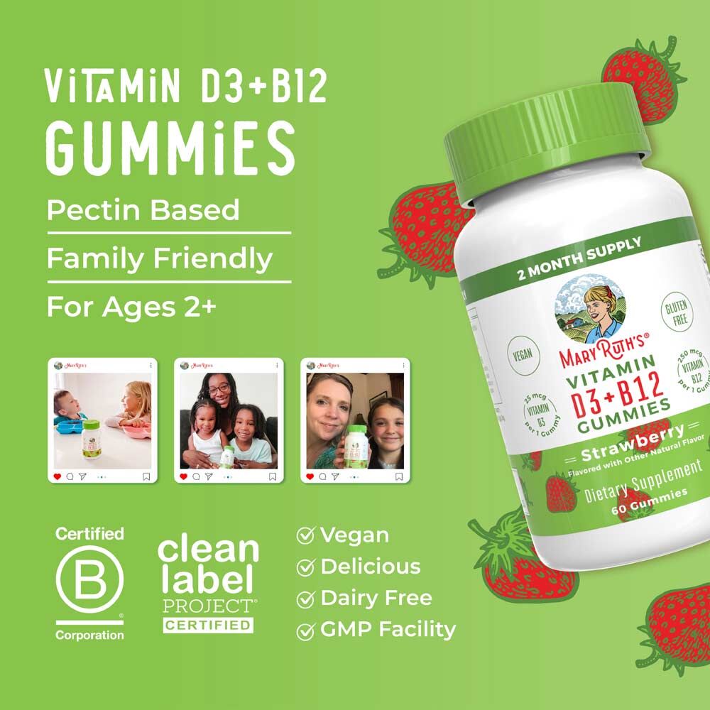 MaryRuth's Vitamin D3+B12 Gummies Strawberry 60 gummy bears - Bild 4