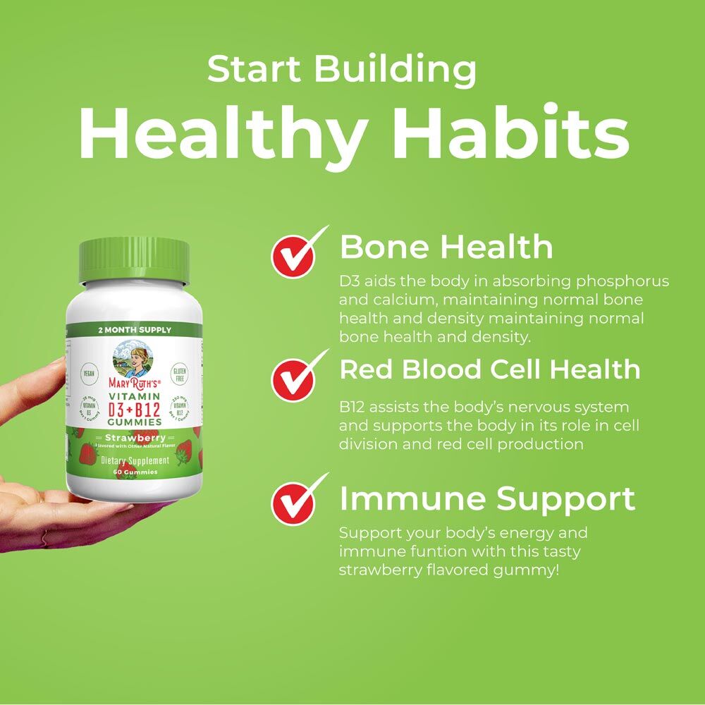 MaryRuth's Vitamin D3+B12 Gummies Strawberry 60 gummy bears - Bild 5