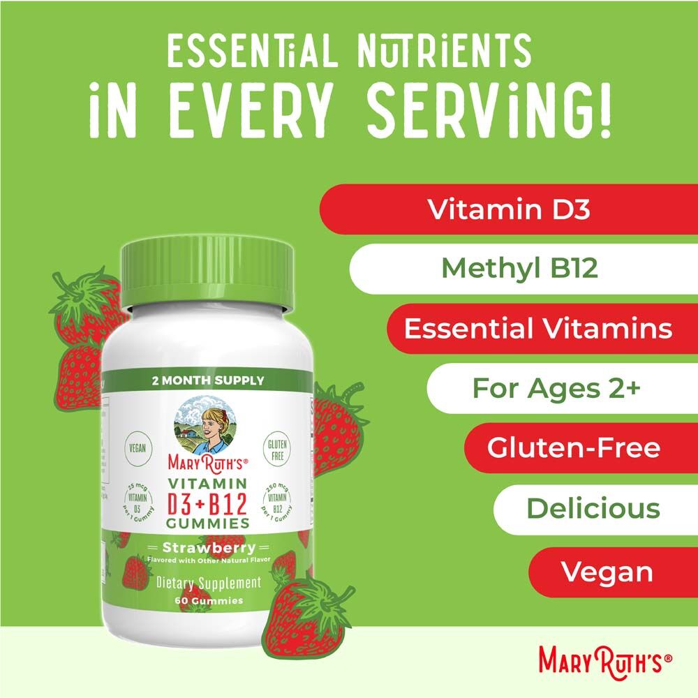 MaryRuth's Vitamin D3+B12 Gummies Strawberry 60 gummy bears - Bild 6