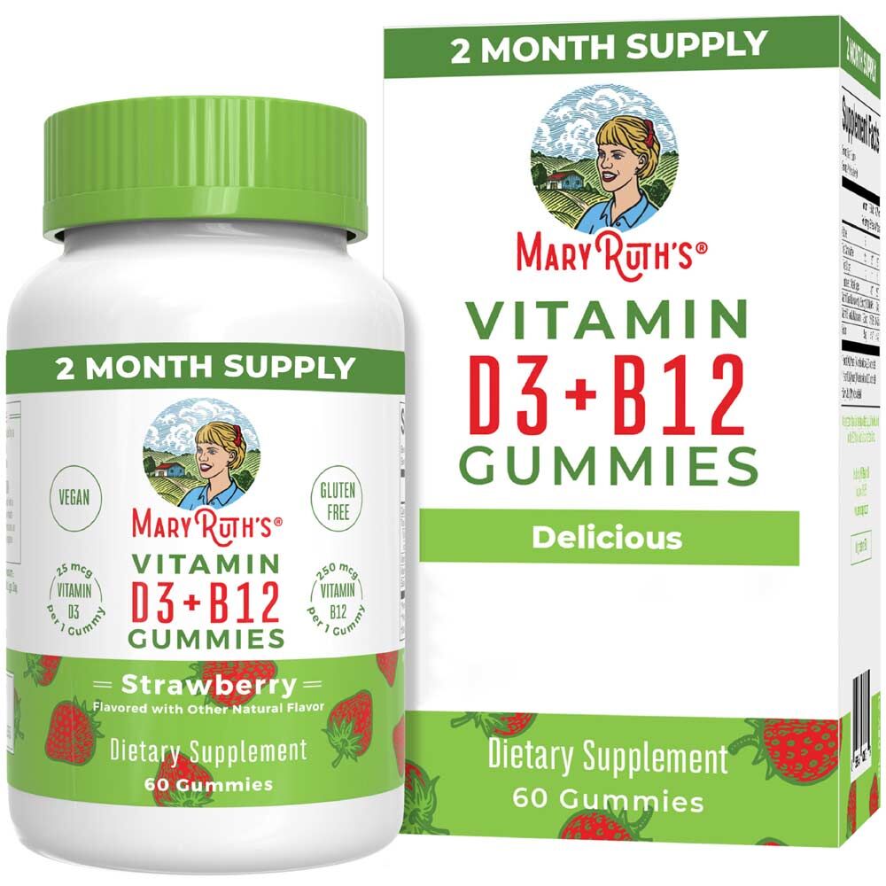 MaryRuth's Vitamin D3+B12 Gummies Strawberry 60 gummy bears - Nuvalia