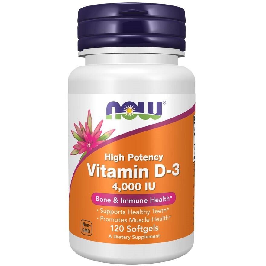 NOW FOODS Vitamin D3 4000 IU (120 sgels) - Viking Supplements