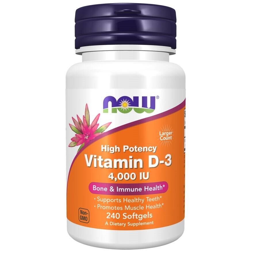 NOW FOODS Vitamin D3 4000 IU (240 sgels) - Viking Supplements