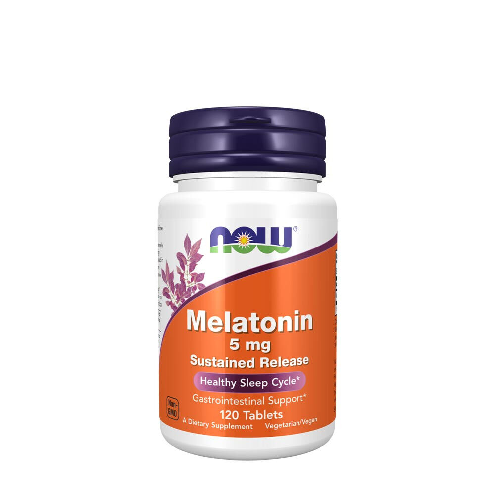 NOW Melatonin 5 mg med langsom frigivelse (120 tabletter)