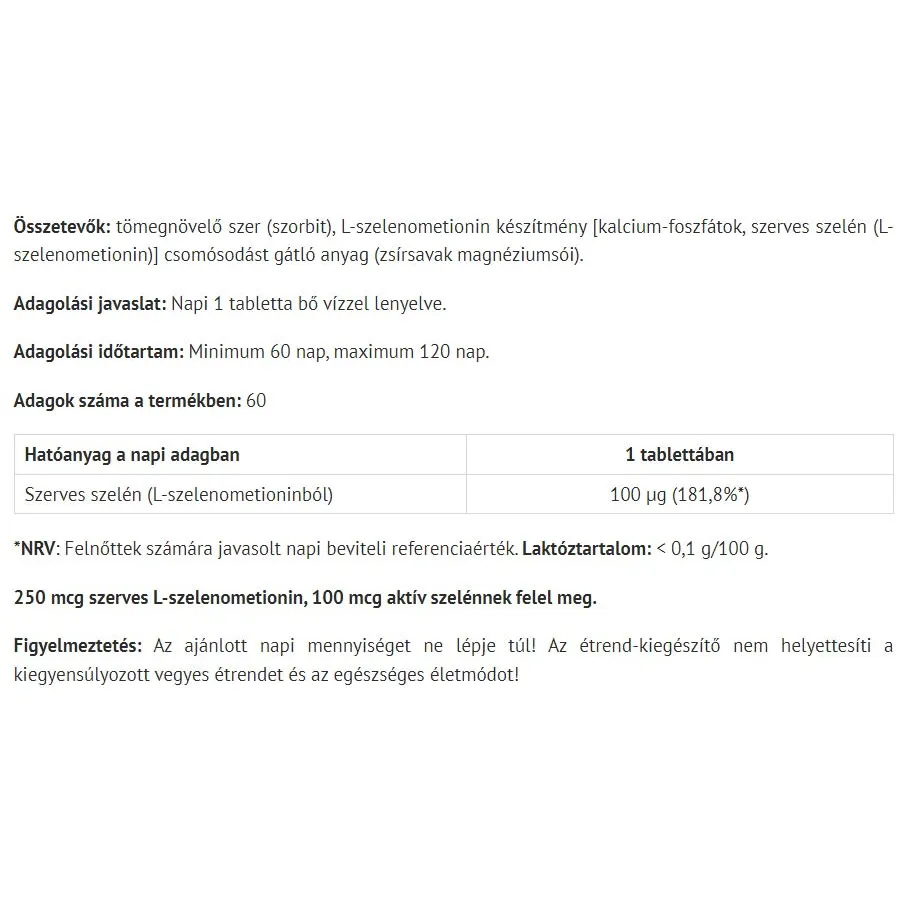 Natur Tanya Organic Selenium (60 Tablets) - Image 2
