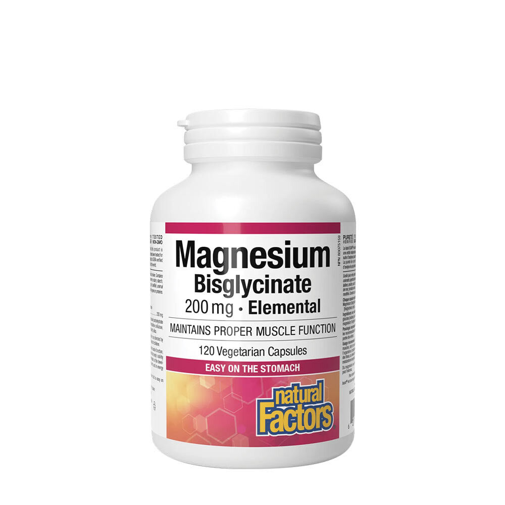 Natural Factors Magnesium Bisglycinate Pure 200 mg (120 Capsules) - Viking Supplements