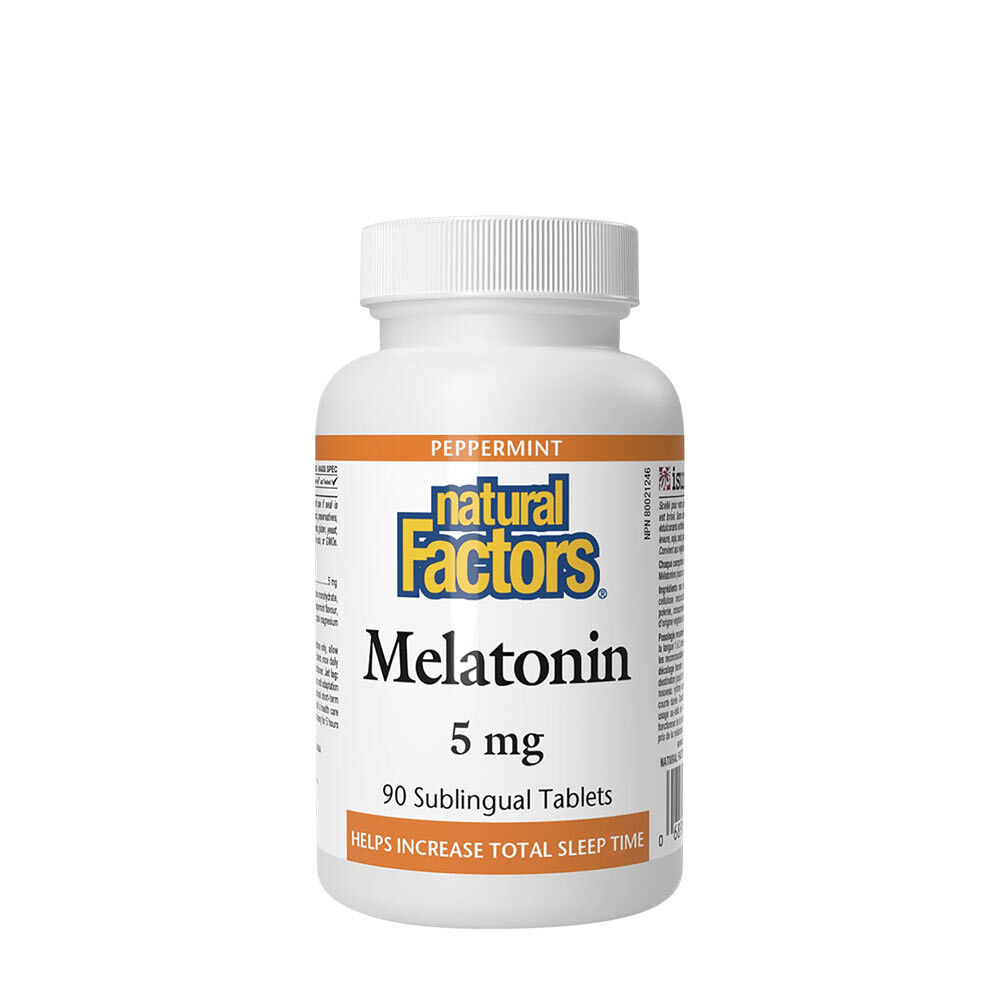 Natural Factors Melatonin 5 mg 90 tyggetabletter (pebermynte)
