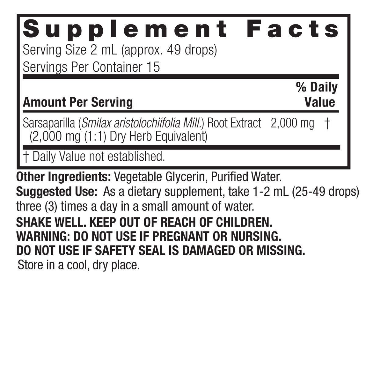 Nature's Answer Sarsaparilla Root 2000ml. Alcohol-Free 30ml - Image 4