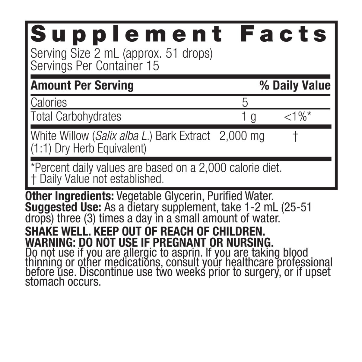 Nature's Answer White Willow 2000mg Alcohol-Free 30ml - Bild 4