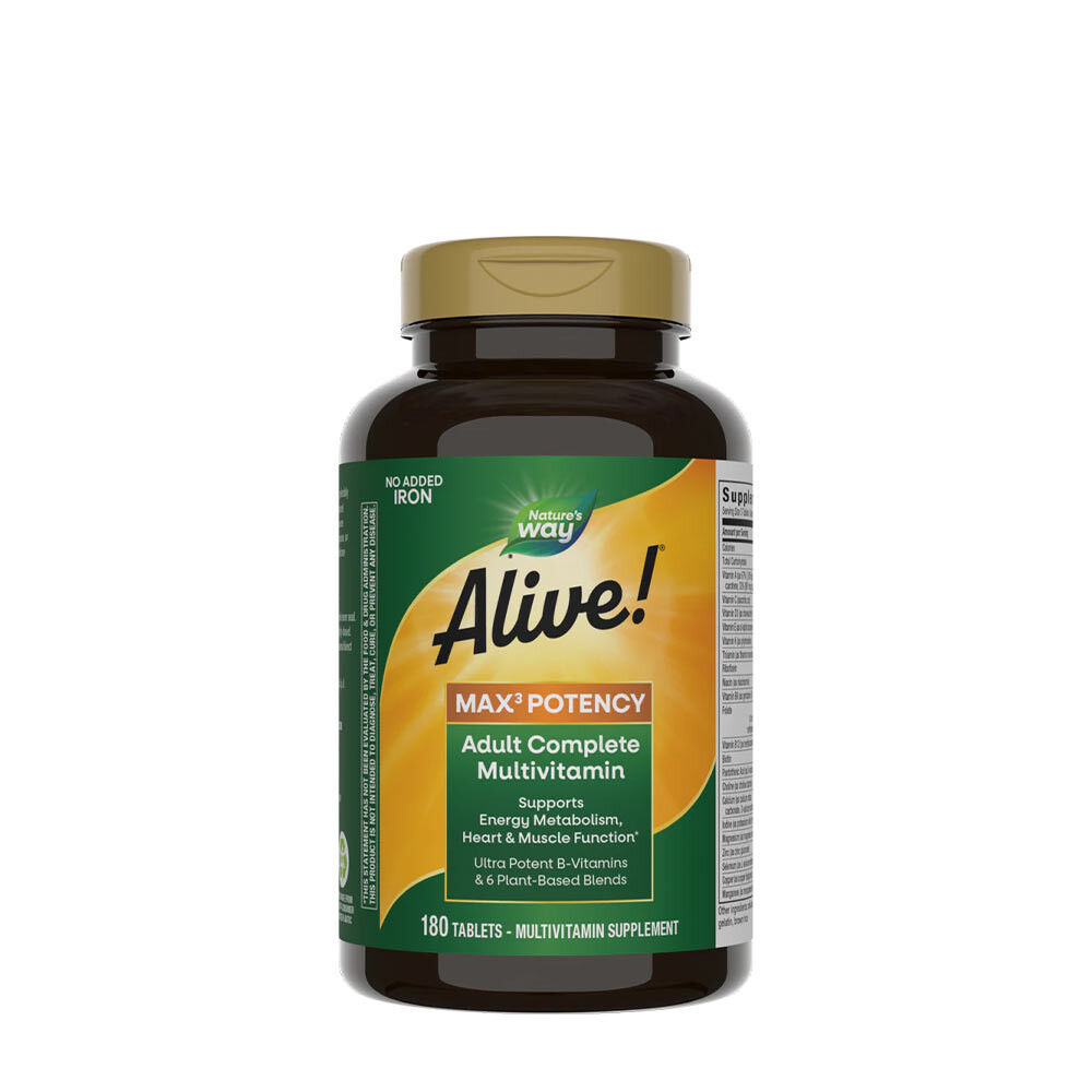 Natures Way Alive!® Max3 Dagligt multivitaminpreparat utan järn (180 tabletter) – Viking Supplements