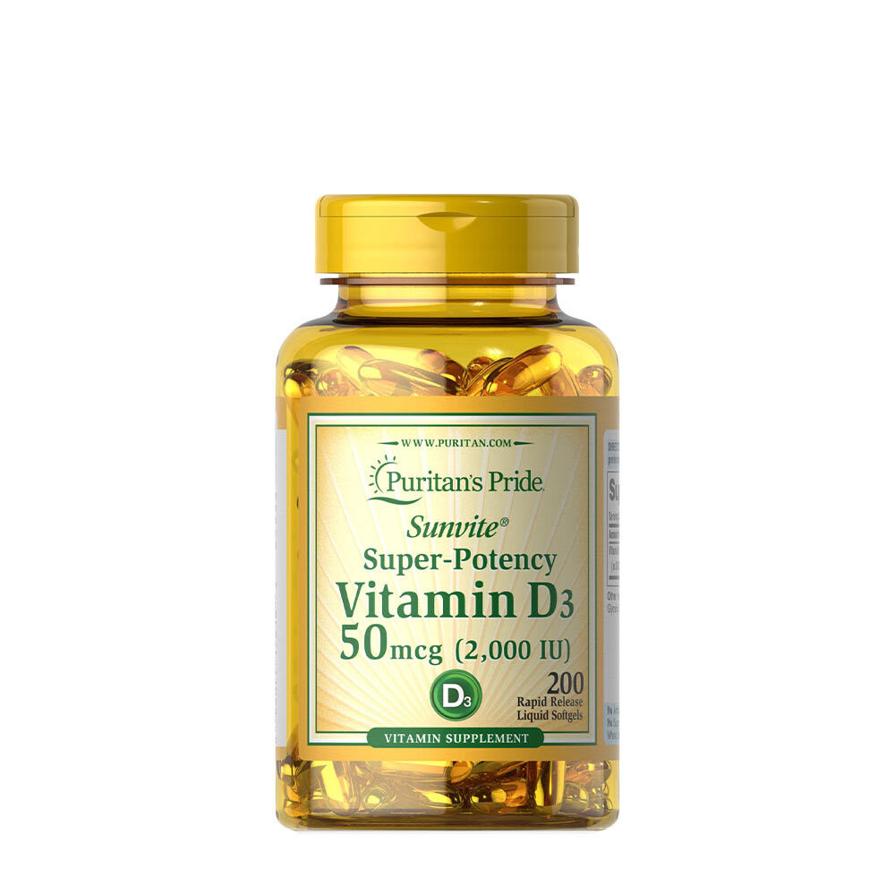 Puritans Pride Vitamin D3 2000 IU (200 Softgels) - Viking Supplements