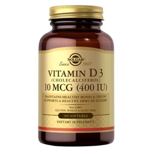 SOLGAR Vitamin D3 (Cholecalciferol) 10 mcg (400 IU) (250 caps) - Viking Supplements