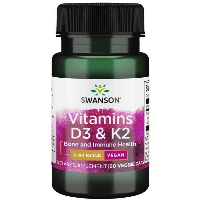 SWANSON Witamina D3 2000IU + K2 75mcg 60vcaps - Viking Supplements