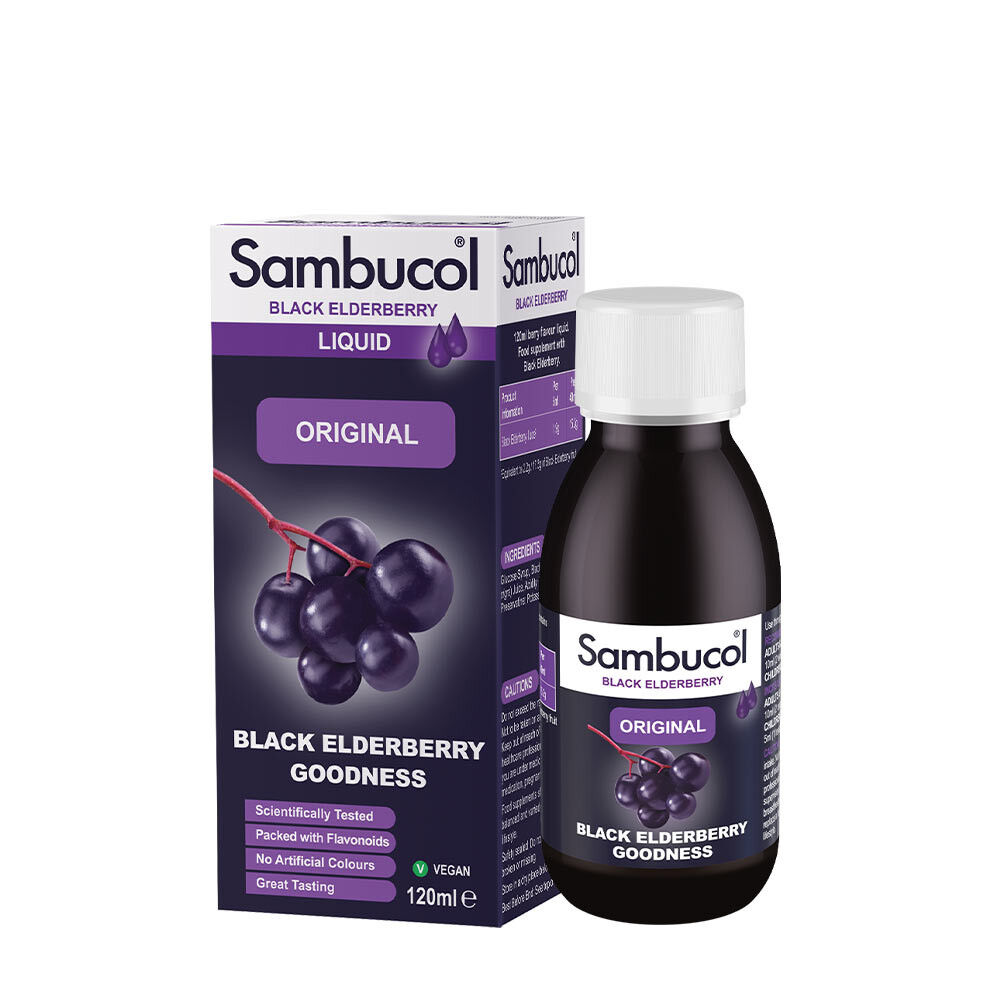 Sambucol Original væske (120 ml, sort hyldebær) billede