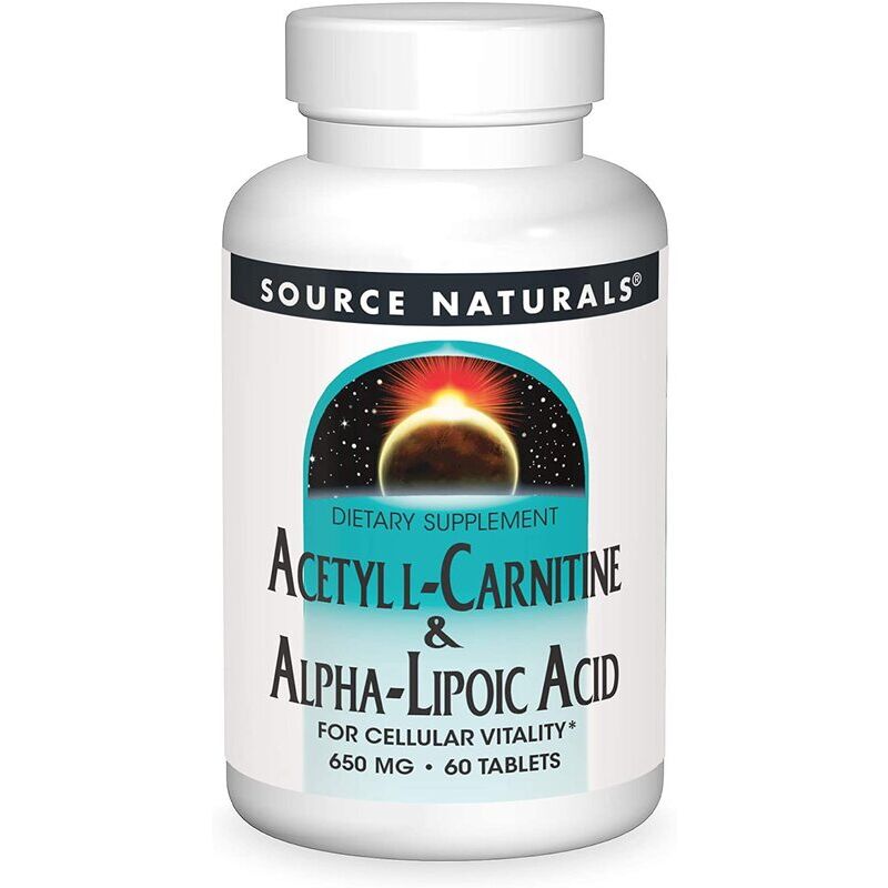 Source Naturals Acetyl-L-Carnitine & Alpha-Lipoic Acid 650mg 60 Veg. Tablets - Viking Supplements
