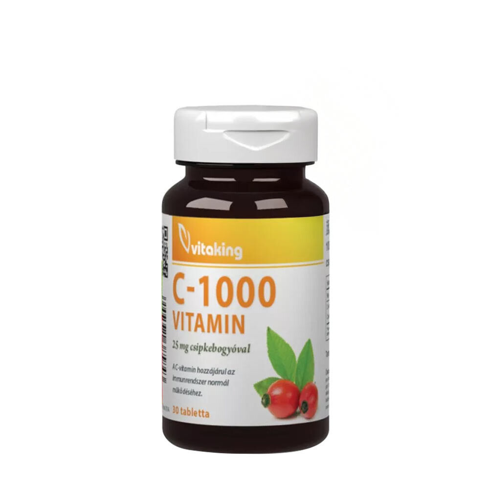 Vitaking C-1000 mg with 25 mg Rosehip (30 Tablets) - Viking Supplements