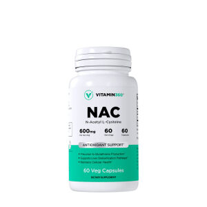 Vitamin360 NAC 600 mg - N-Acetyl L-Cysteine (60 Veg Capsules) - Nuvalia