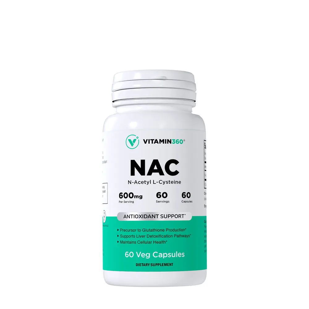 Vitamin360 NAC 600 mg - N-Acetyl L-Cysteine (60 Veg Capsules) - Nuvalia